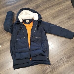 Orolay Thickened Down Hooded Jacket Parka Coat Blue Orange Size 2X